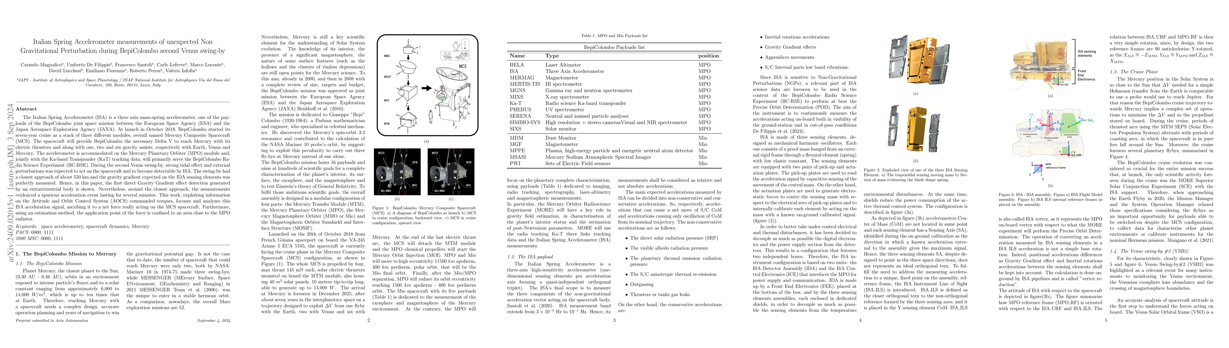 Thumbnail for Italian Spring Accelerometer measurements of unexpected Non
  Gravitational Perturbation during BepiColombo second Venus swing-by
