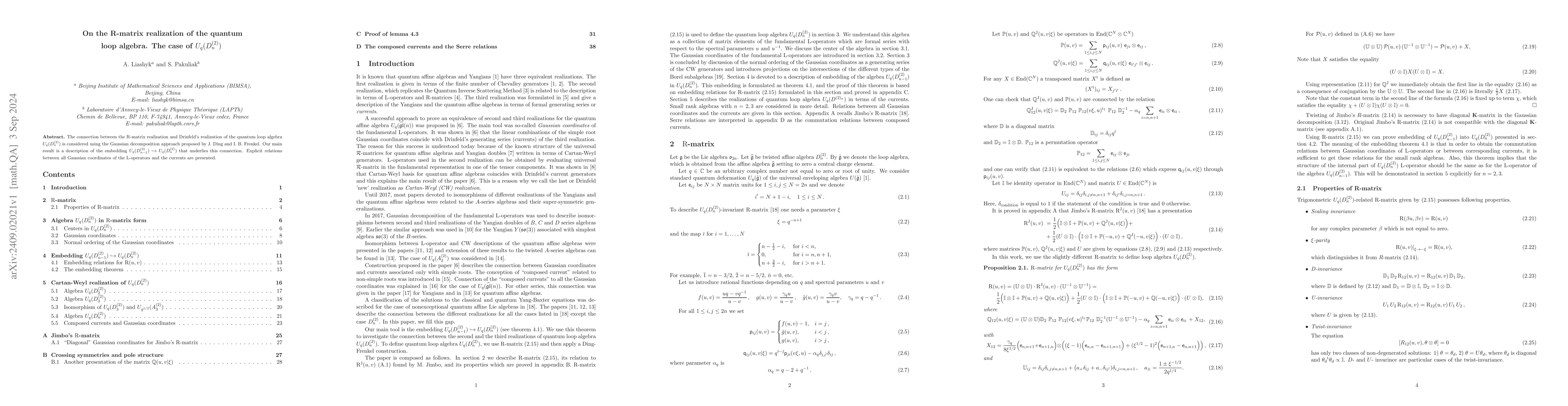 Thumbnail for On the R-matrix realization of the quantum loop algebra. The case of
  $U_q(D^{(2)}_n)$