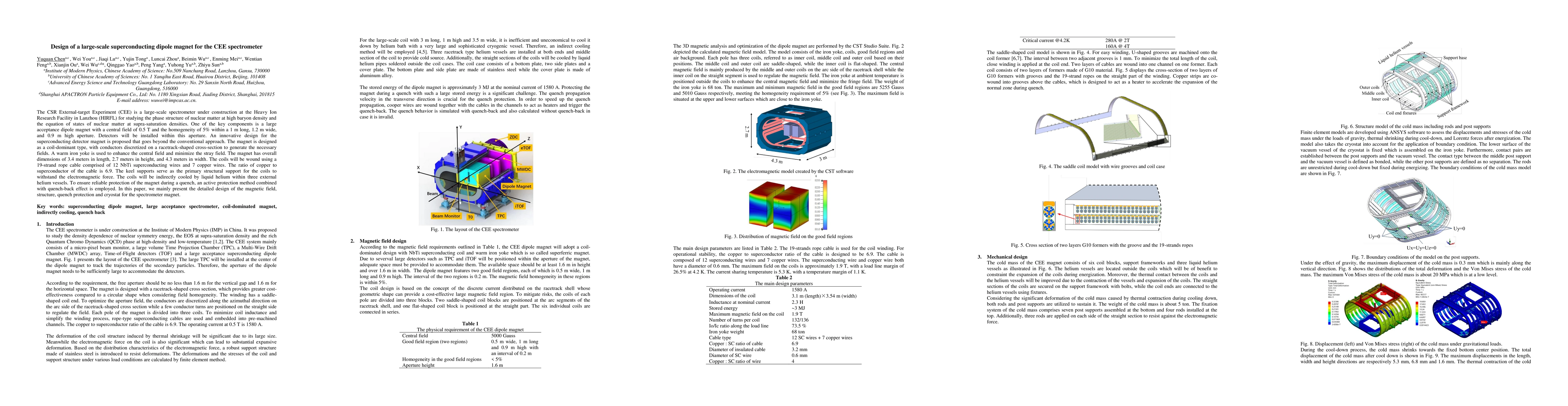 Thumbnail for Design of a large-scale superconducting dipole magnet for the CEE
  spectrometer