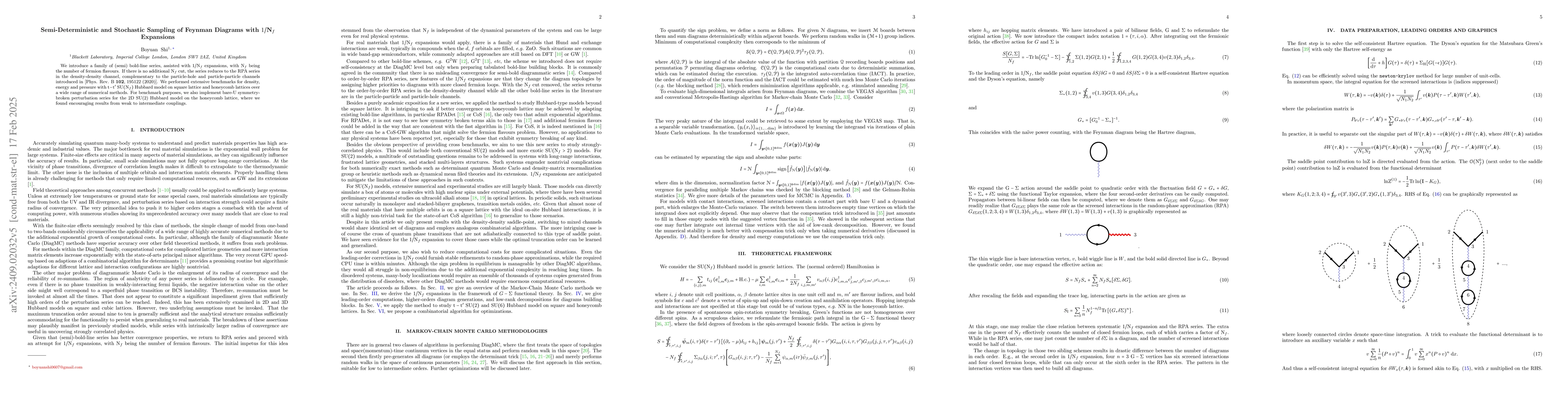 Thumbnail for Semi-Deterministic and Stochastic Sampling of Feynman Diagrams with
  1/N$_f$ Expansions