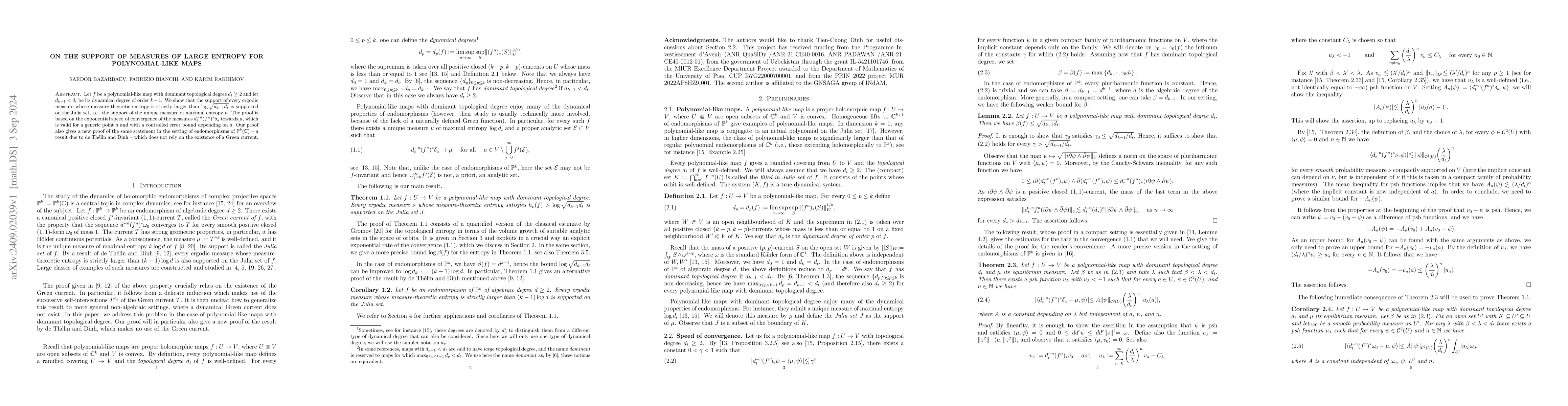 Thumbnail for On the support of measures of large entropy for polynomial-like maps