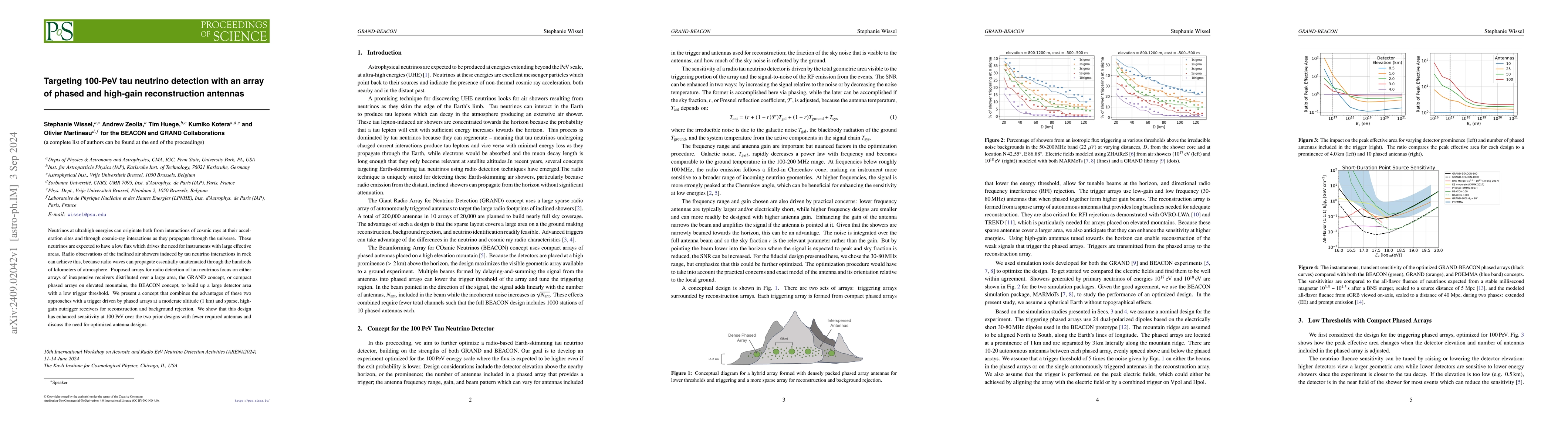 Thumbnail for Targeting 100-PeV tau neutrino detection with an array of phased and
  high-gain reconstruction antennas