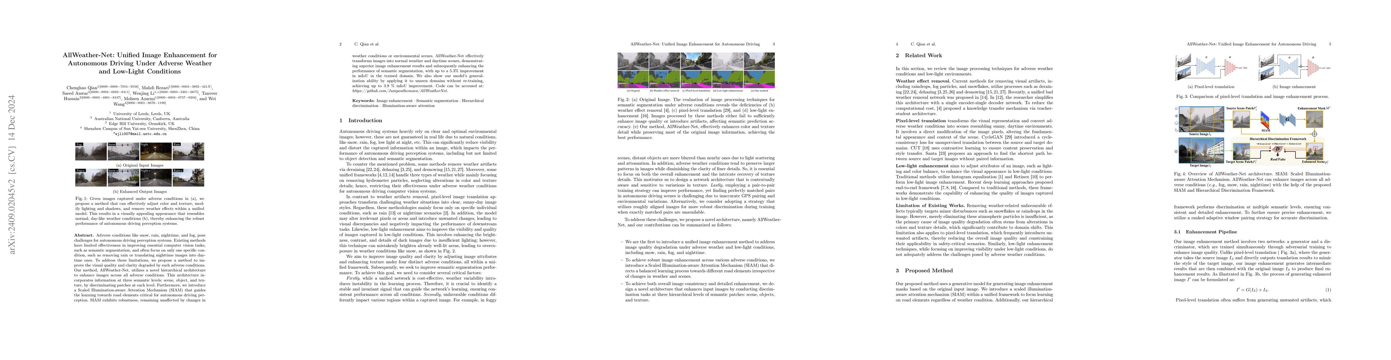 Thumbnail for AllWeatherNet:Unified Image enhancement for autonomous driving under
  adverse weather and lowlight-conditions