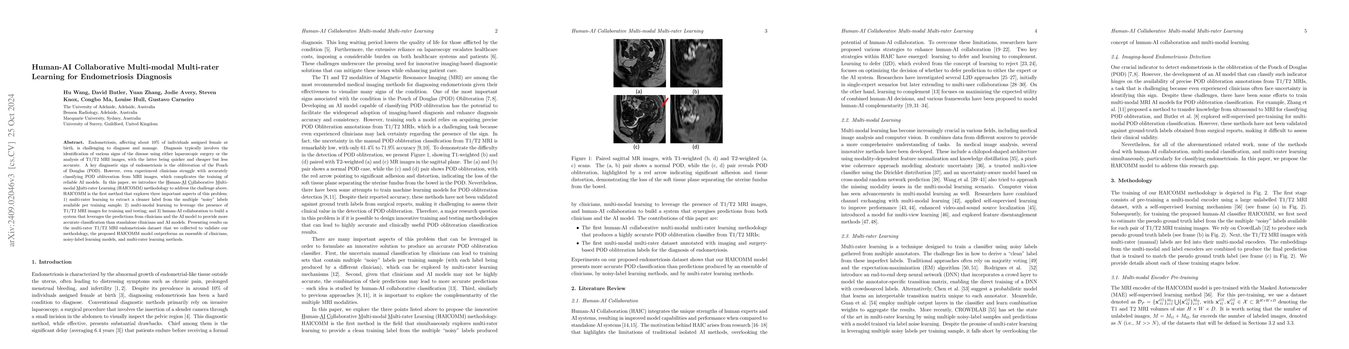 Thumbnail for Human-AI Collaborative Multi-modal Multi-rater Learning for
  Endometriosis Diagnosis