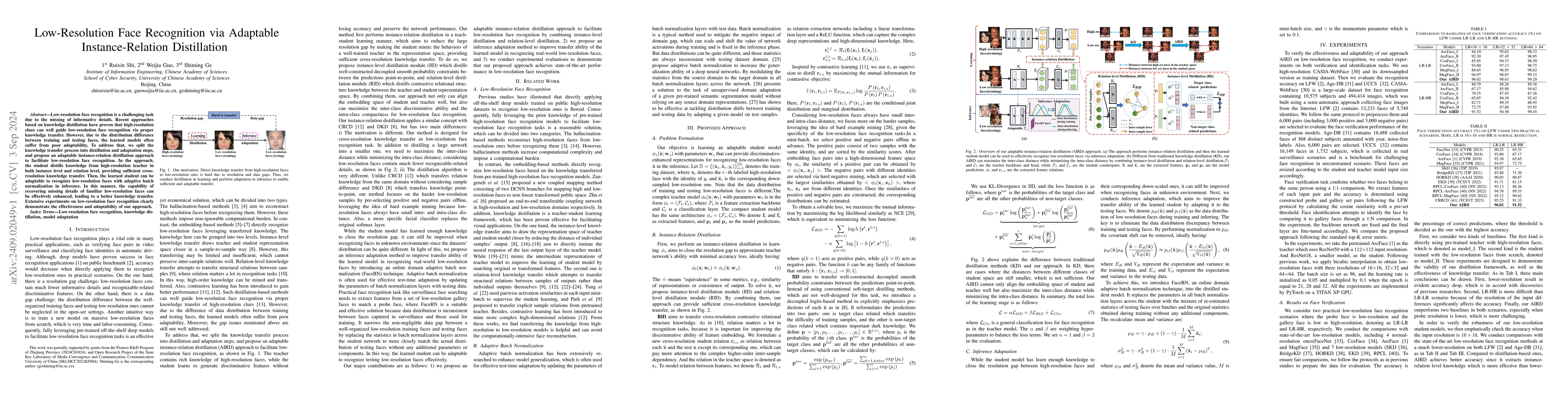 Thumbnail for Low-Resolution Face Recognition via Adaptable Instance-Relation
  Distillation