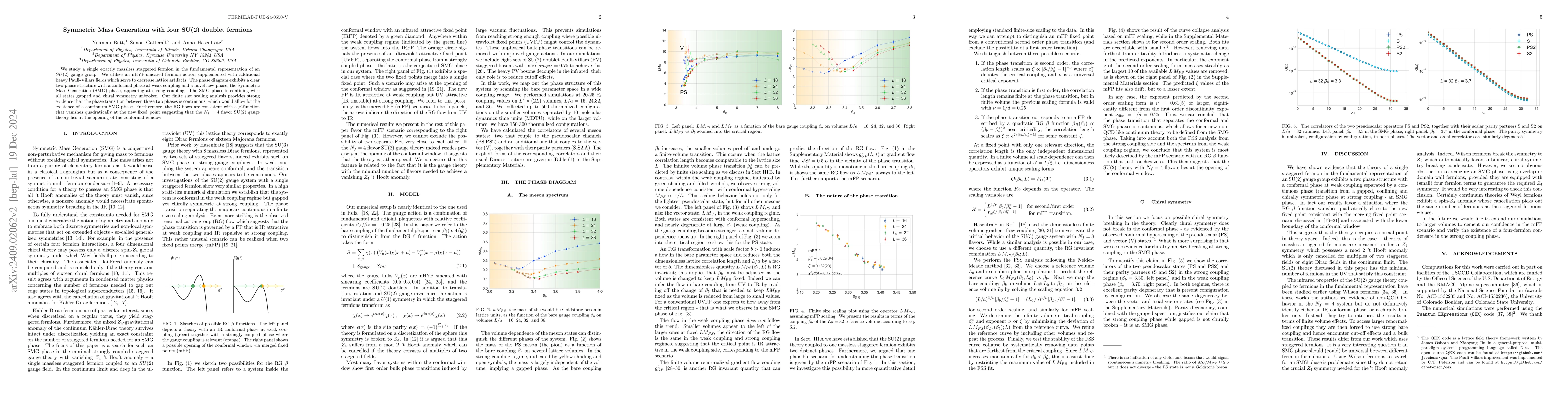 Thumbnail for Symmetric Mass Generation with four SU(2) doublet fermions