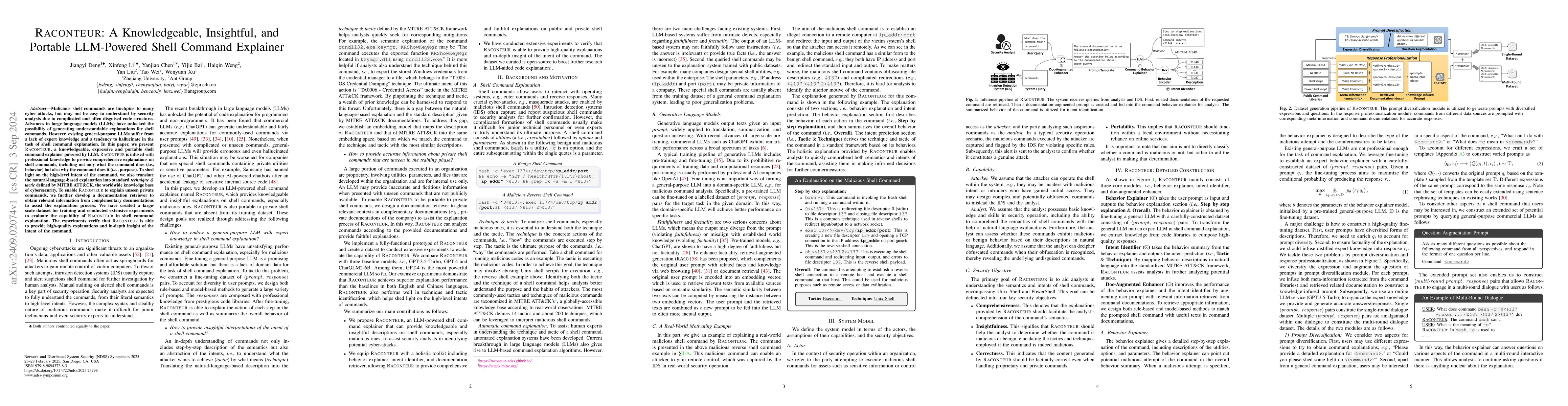Thumbnail for RACONTEUR: A Knowledgeable, Insightful, and Portable LLM-Powered Shell
  Command Explainer
