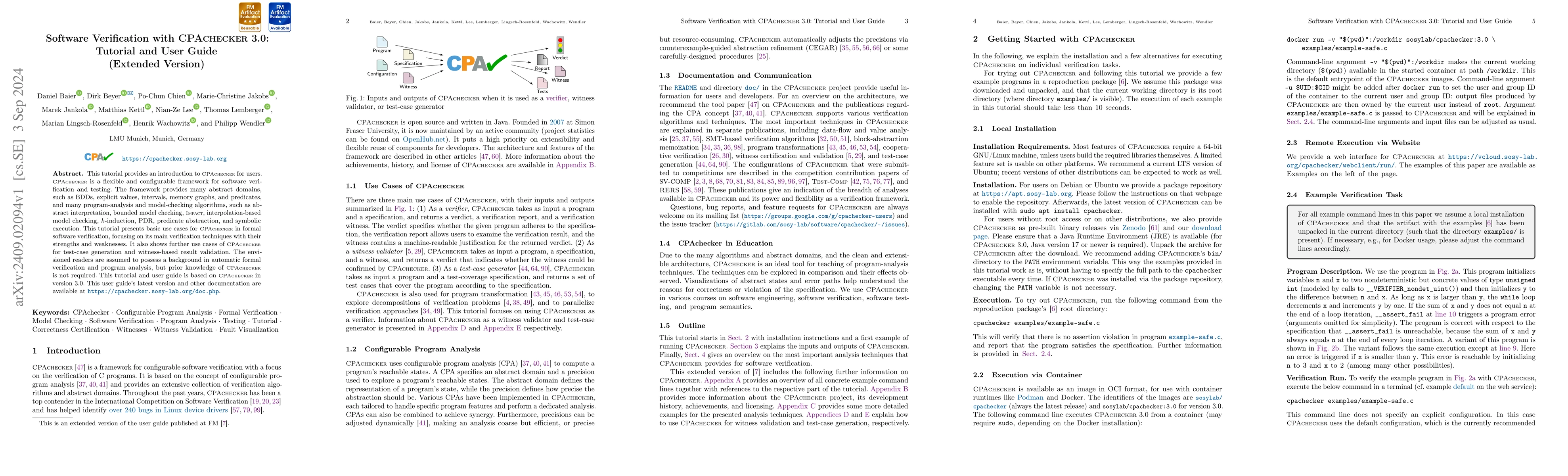 Thumbnail for Software Verification with CPAchecker 3.0: Tutorial and User Guide
  (Extended Version)