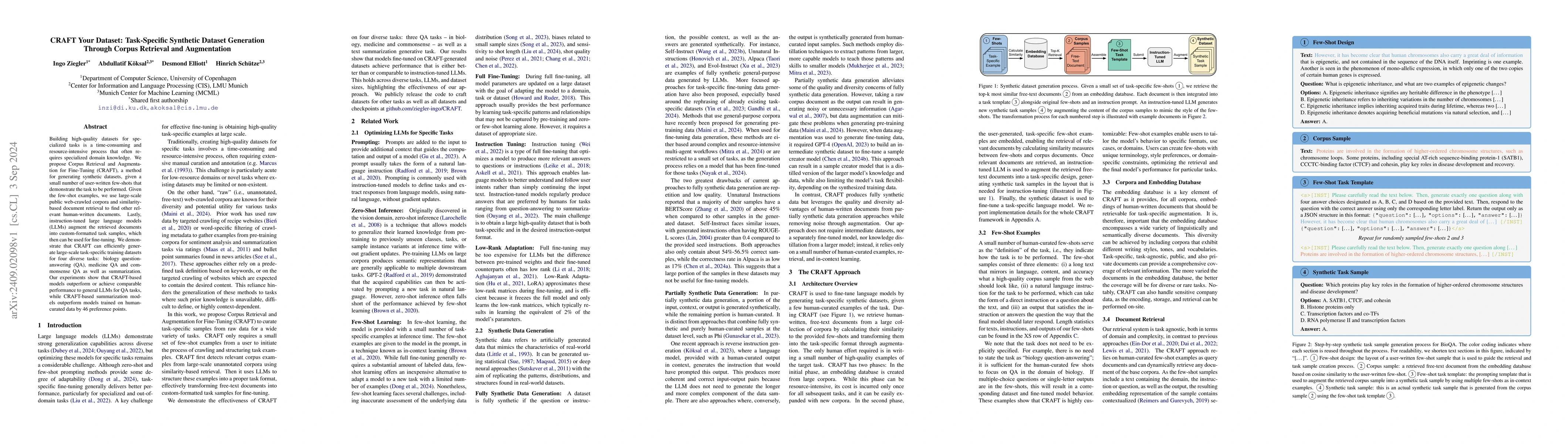 Thumbnail for CRAFT Your Dataset: Task-Specific Synthetic Dataset Generation Through
  Corpus Retrieval and Augmentation