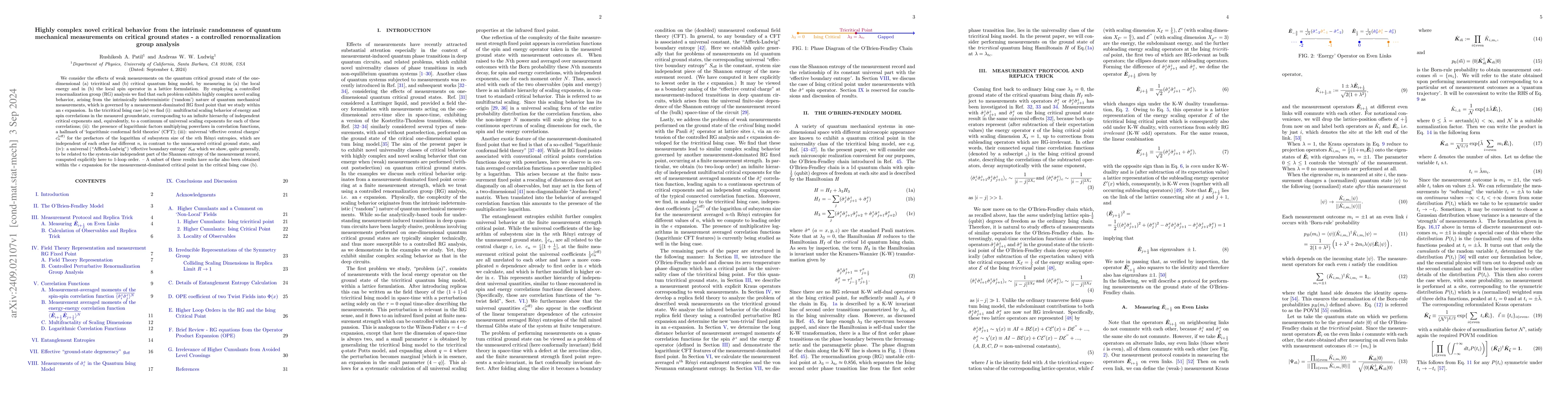Thumbnail for Highly complex novel critical behavior from the intrinsic randomness of
  quantum mechanical measurements on critical ground states -- a controlled
  renormalization group analysis