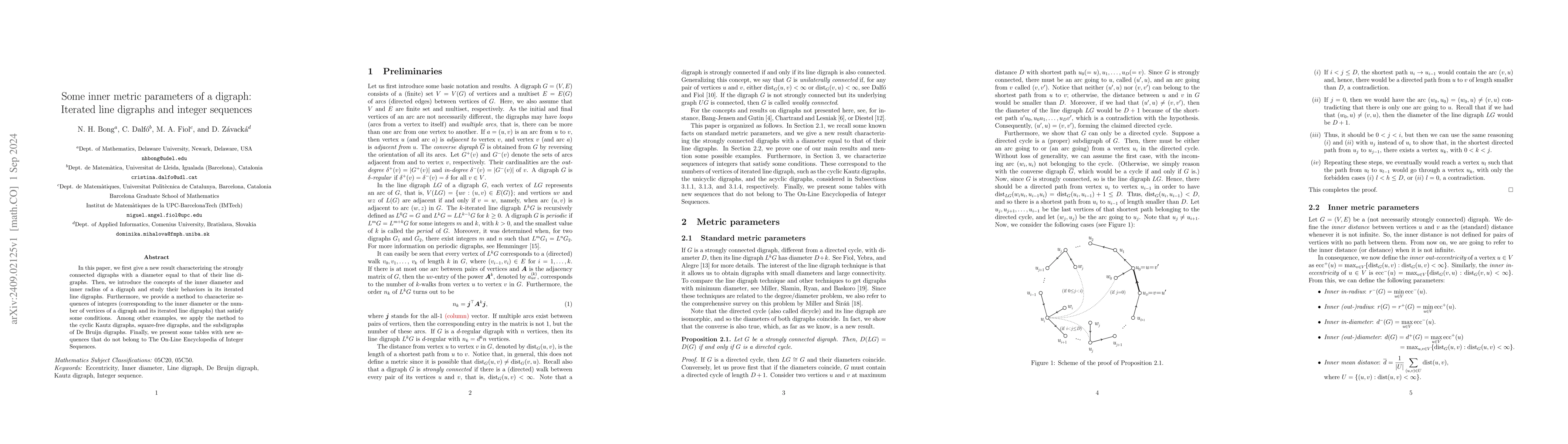 Thumbnail for Some inner metric parameters of a digraph: Iterated line digraphs and
  integer sequences