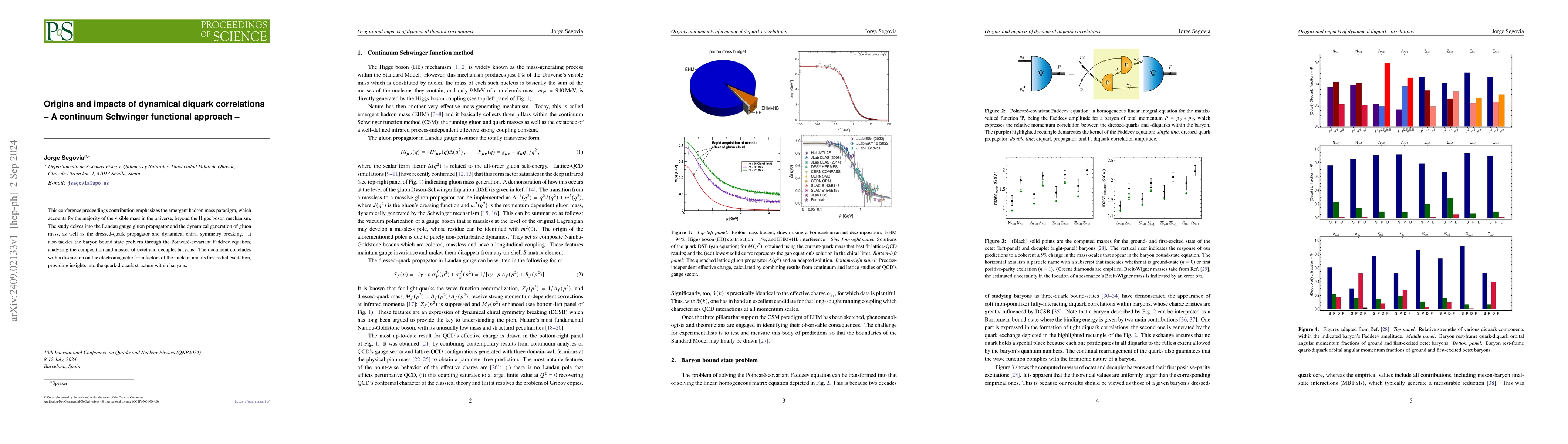 Thumbnail for Origins and impacts of dynamical diquark correlations -- A continuum
  Schwinger functional approach --