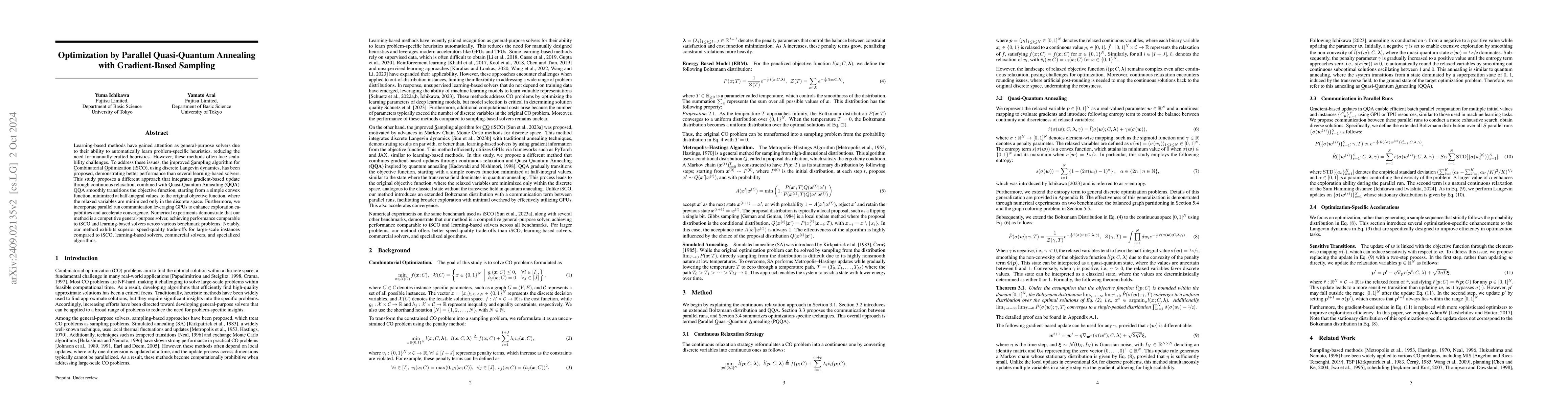Thumbnail for Optimization by Parallel Quasi-Quantum Annealing with Gradient-Based
  Sampling