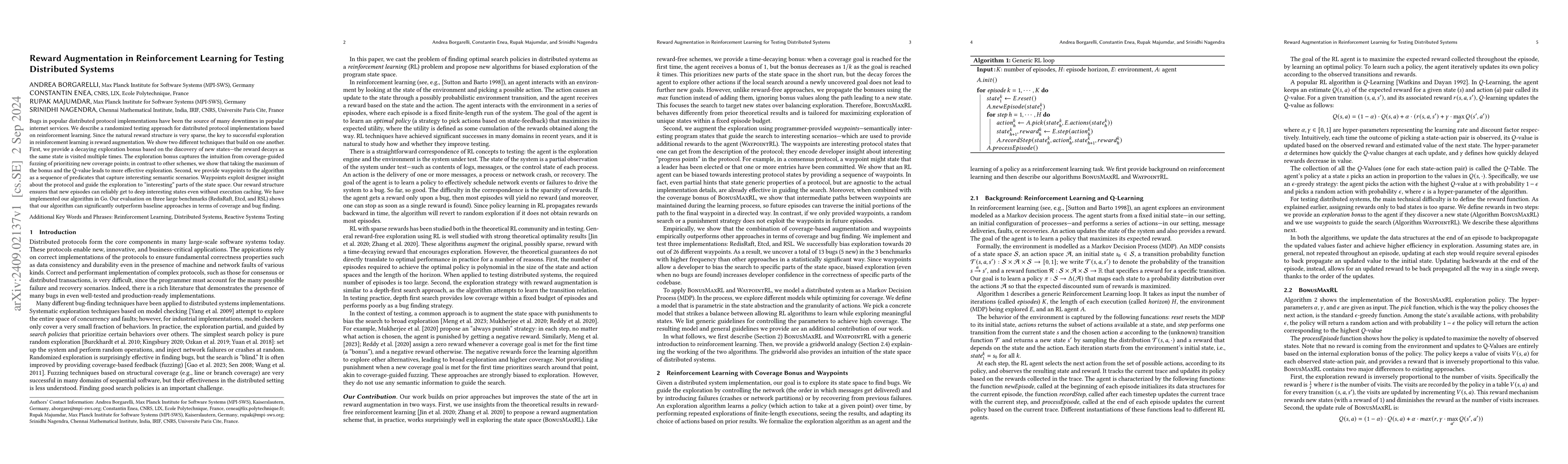 Thumbnail for Reward Augmentation in Reinforcement Learning for Testing Distributed
  Systems