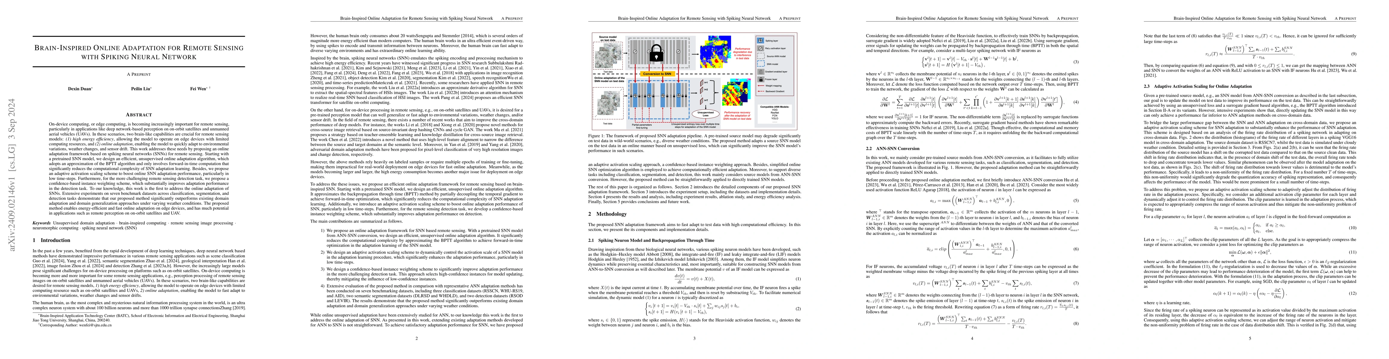 Thumbnail for Brain-Inspired Online Adaptation for Remote Sensing with Spiking Neural
  Network