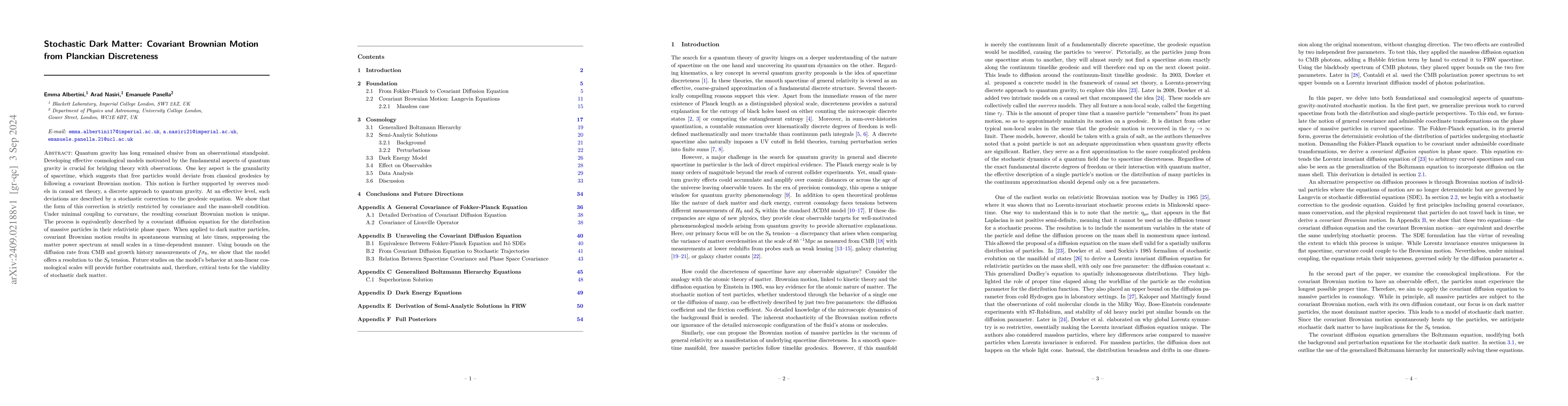 Thumbnail for Stochastic Dark Matter: Covariant Brownian Motion from Planckian
  Discreteness