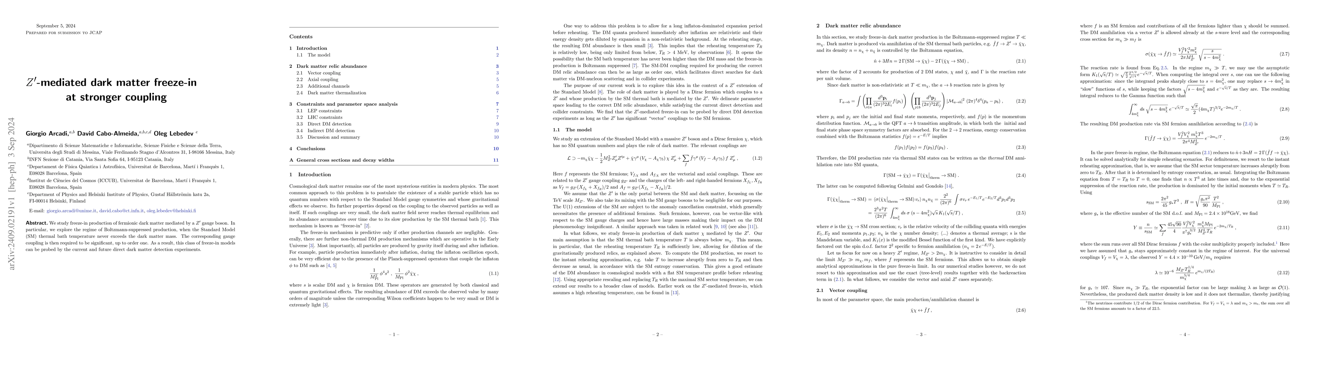 Thumbnail for $Z^\prime$-mediated dark matter freeze-in at stronger coupling
