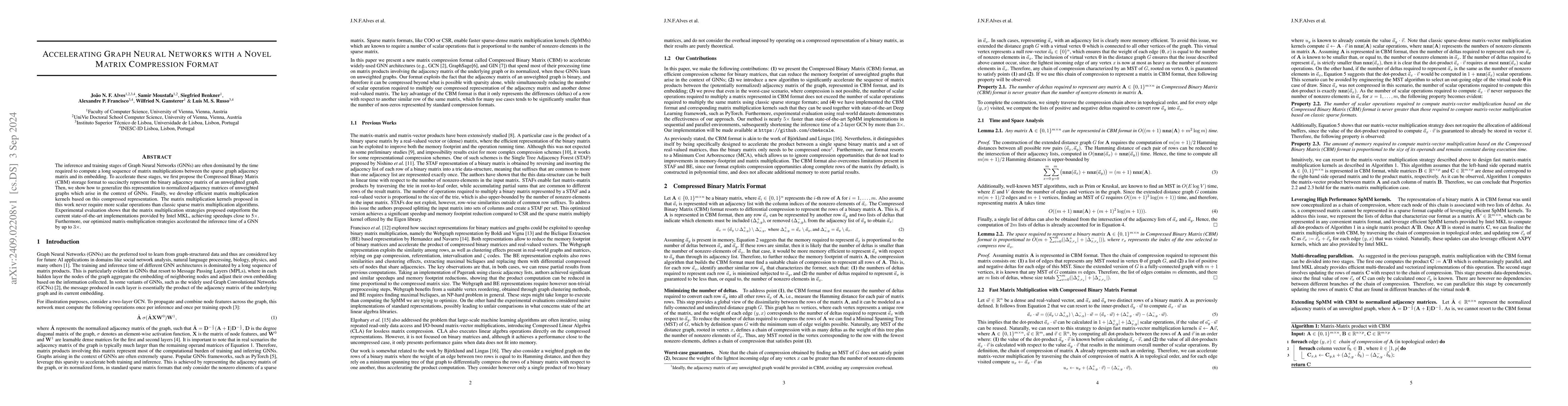 Thumbnail for Accelerating Graph Neural Networks with a Novel Matrix Compression
  Format