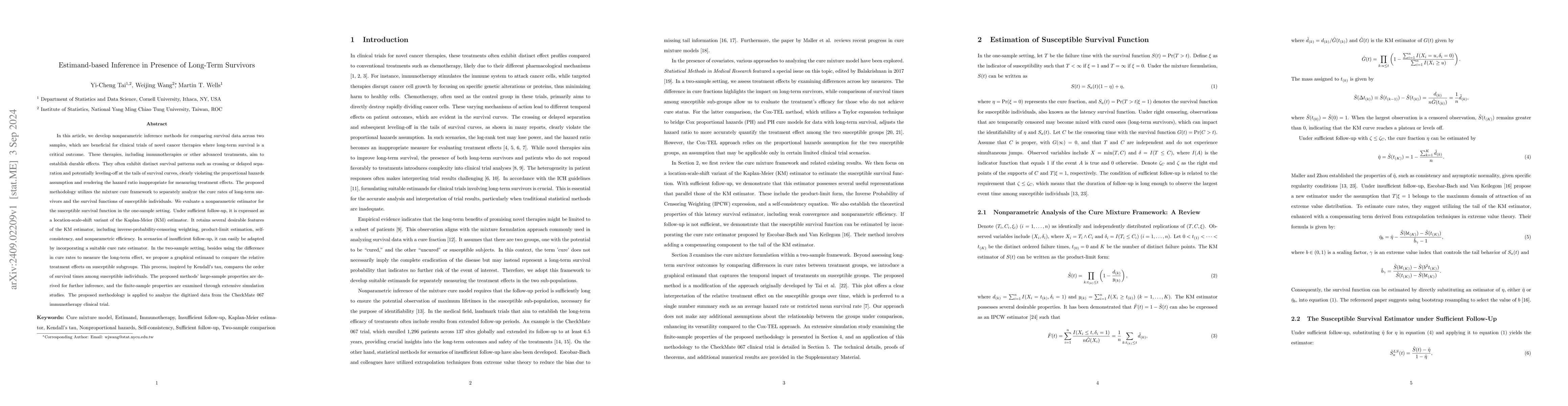 Thumbnail for Estimand-based Inference in Presence of Long-Term Survivors