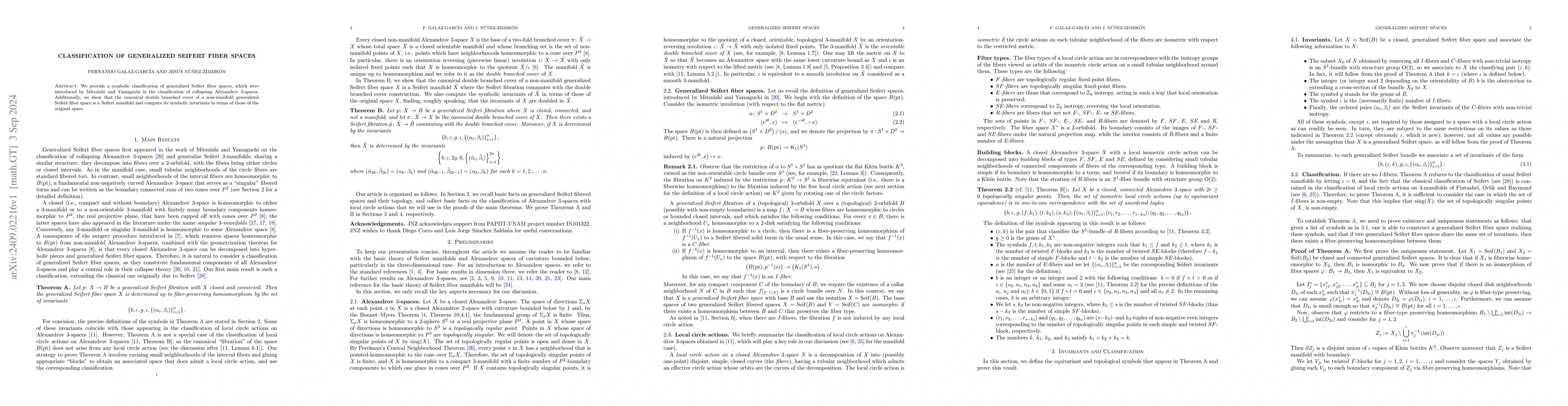 Thumbnail for Classification of generalized Seifert fiber spaces
