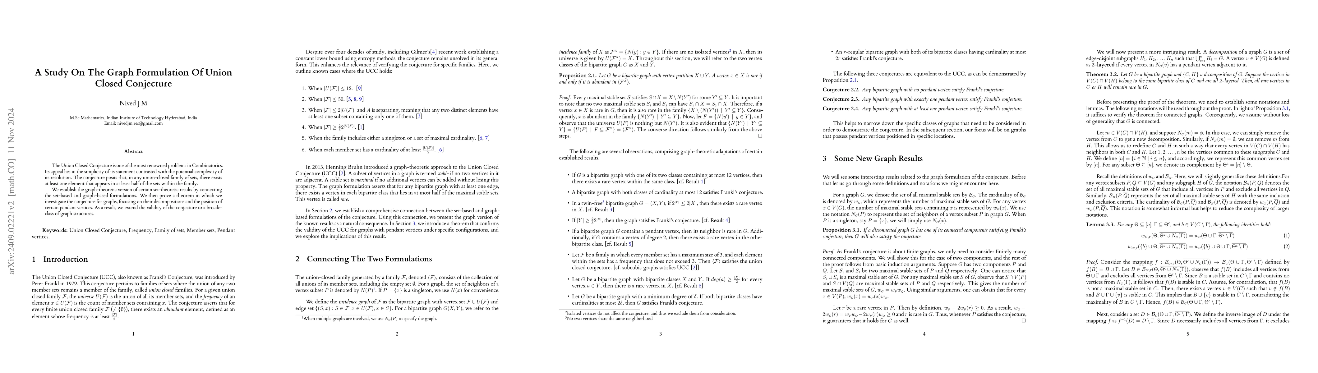 Thumbnail for A Study On The Graph Formulation Of Union Closed Conjecture