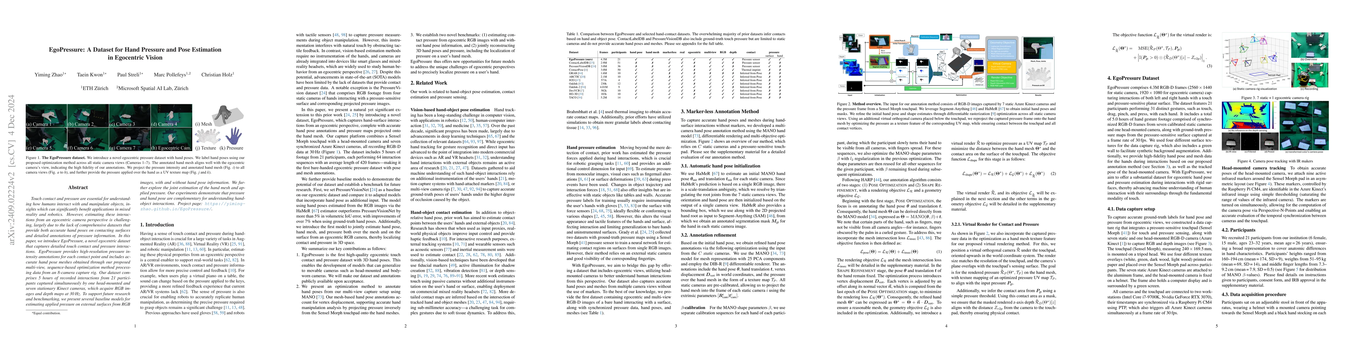 Thumbnail for EgoPressure: A Dataset for Hand Pressure and Pose Estimation in
  Egocentric Vision