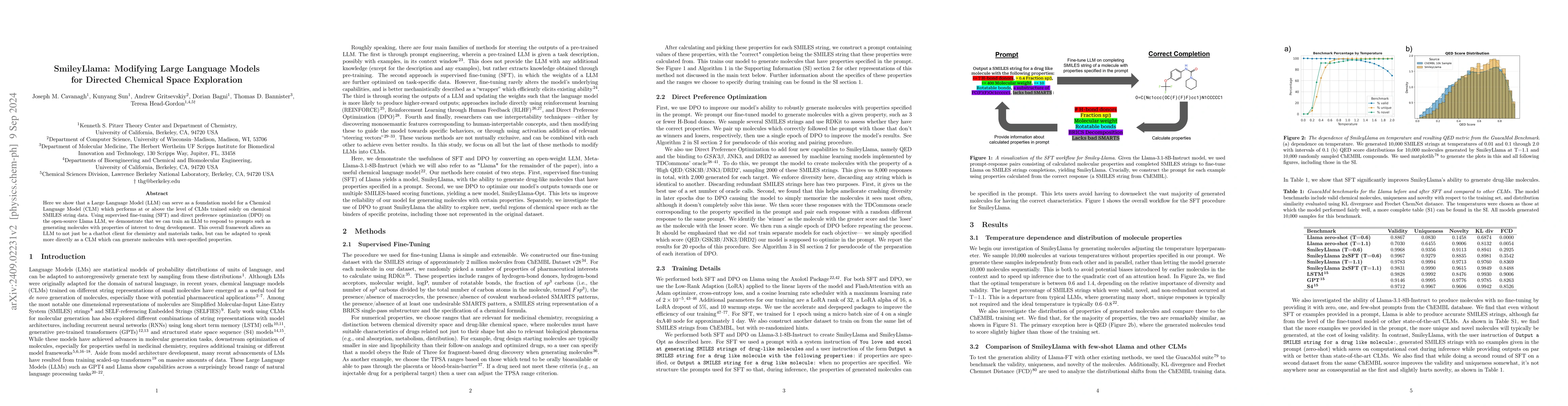 Thumbnail for SmileyLlama: Modifying Large Language Models for Directed Chemical Space
  Exploration