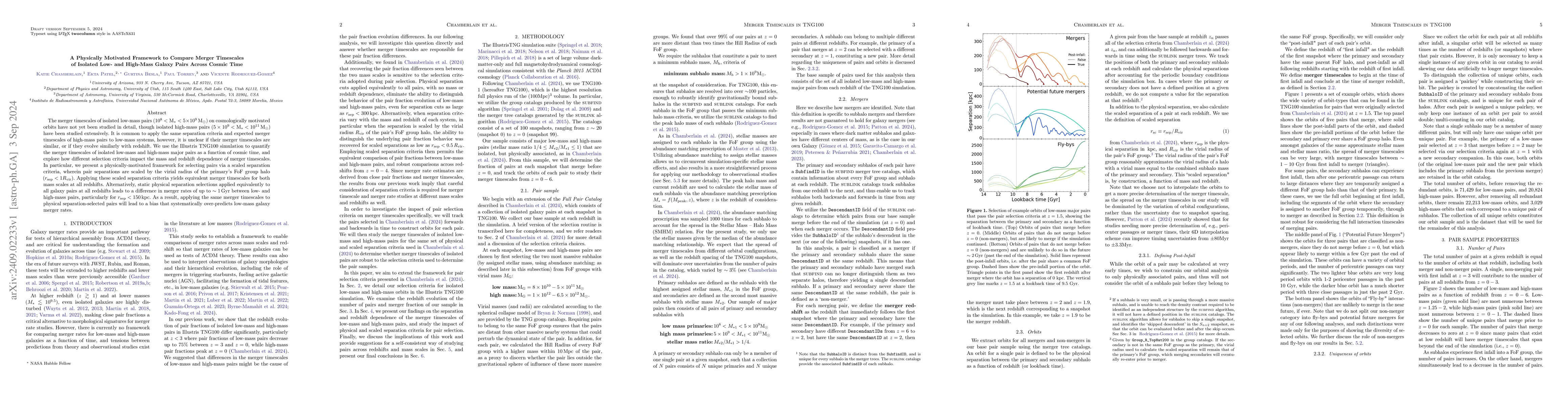 Thumbnail for A Physically Motivated Framework to Compare Merger Timescales of
  Isolated Low- and High-Mass Galaxy Pairs Across Cosmic Time