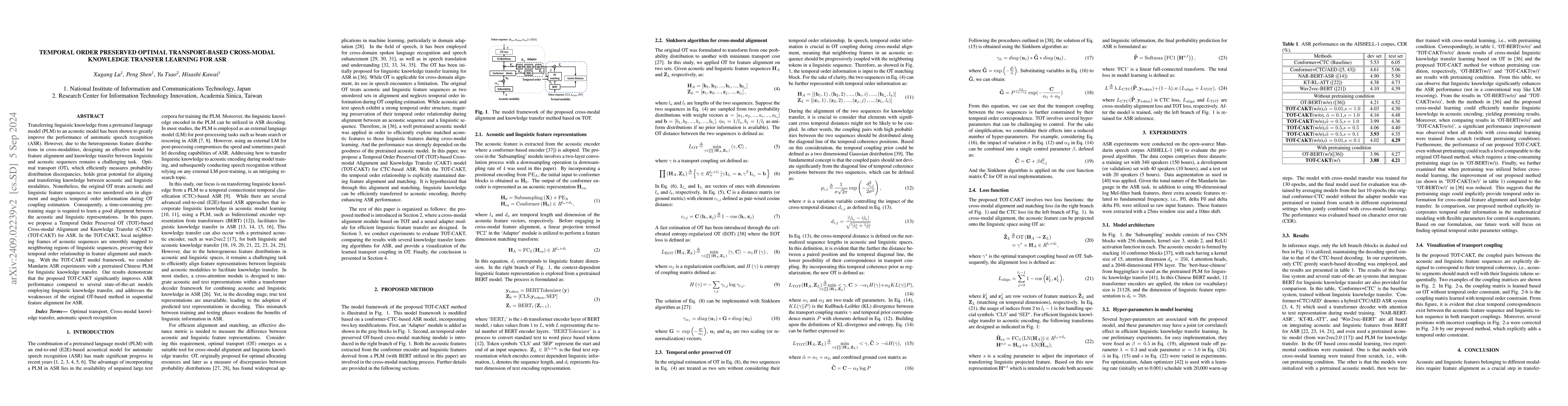 Thumbnail for Temporal Order Preserved Optimal Transport-based Cross-modal Knowledge
  Transfer Learning for ASR