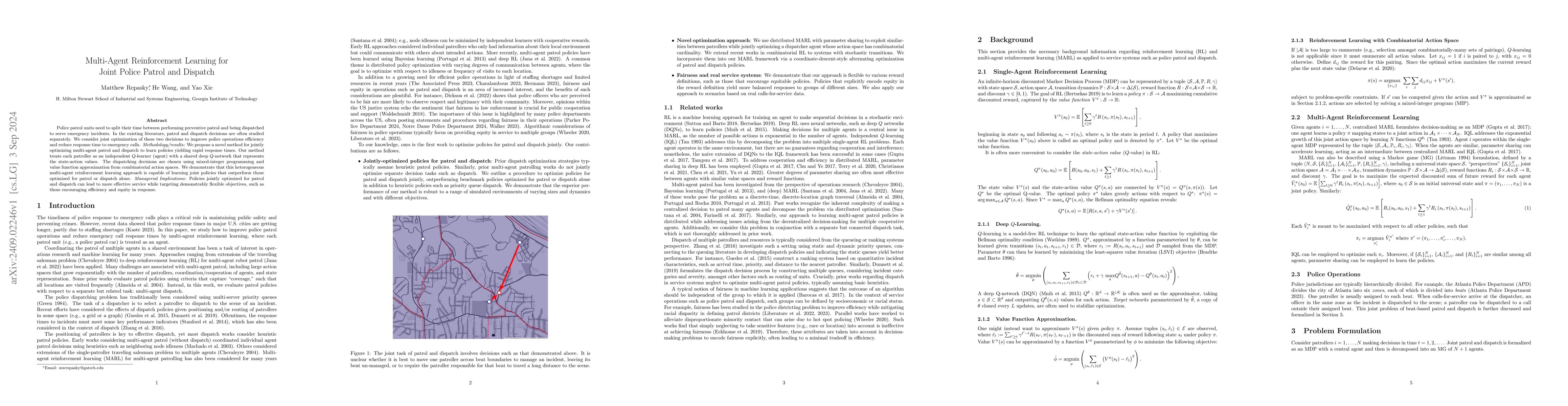 Thumbnail for Multi-Agent Reinforcement Learning for Joint Police Patrol and Dispatch