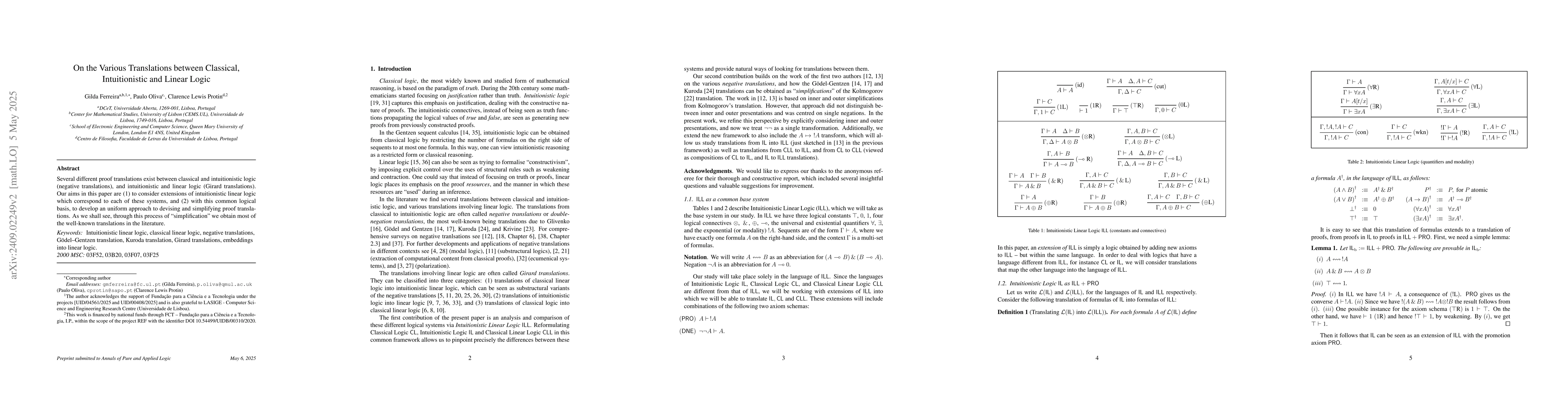 Thumbnail for On the Various Translations between Classical, Intuitionistic and Linear
  Logic