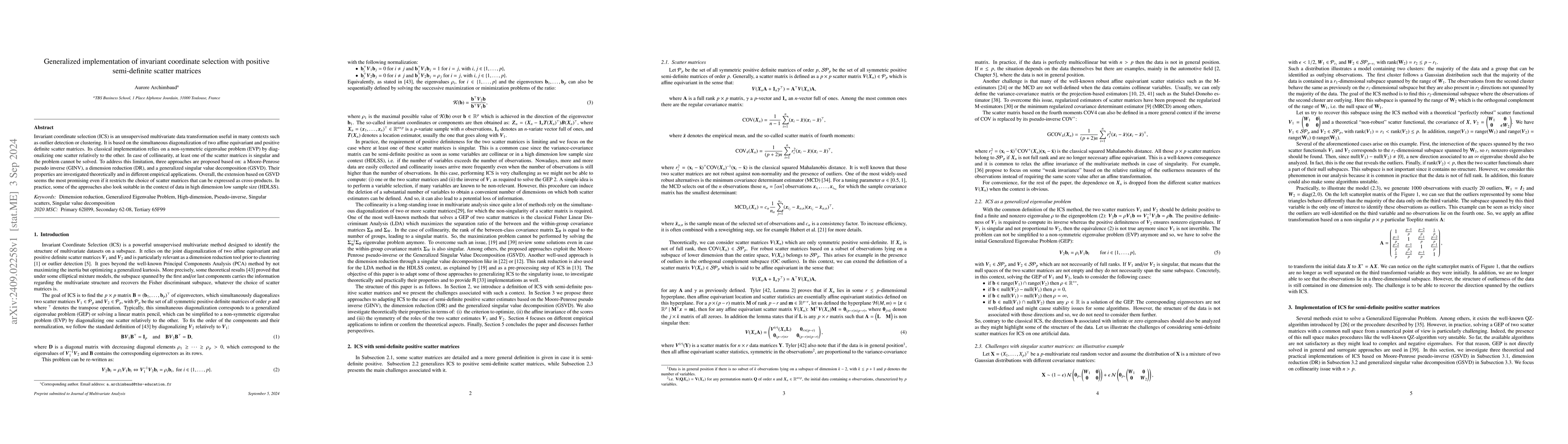 Thumbnail for Generalized implementation of invariant coordinate selection with
  positive semi-definite scatter matrices