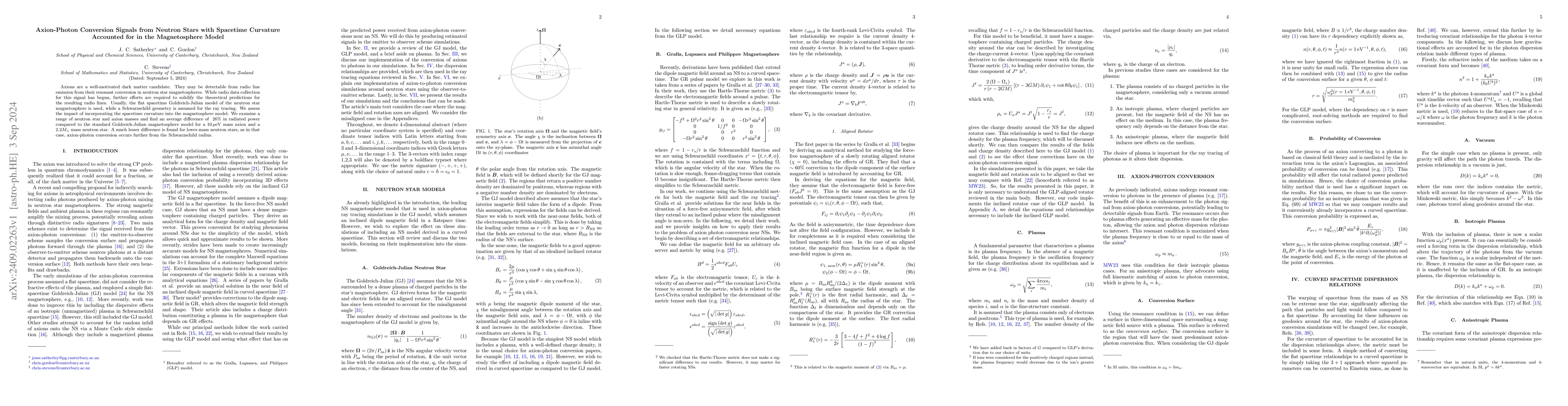 Thumbnail for Axion-Photon Conversion Signals from Neutron Stars with Spacetime
  Curvature Accounted for in the Magnetosphere Model
