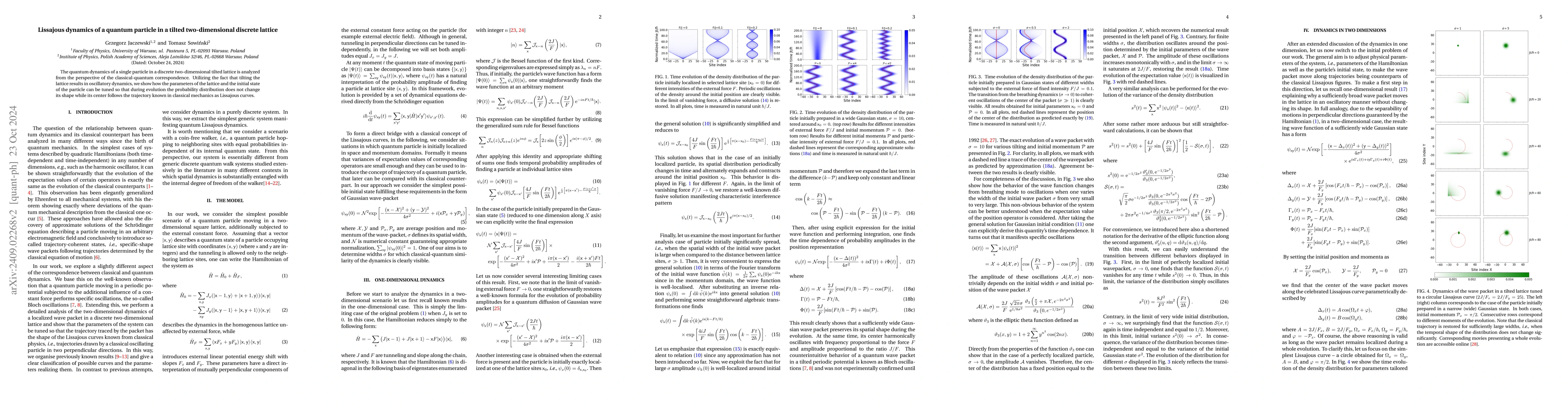 Thumbnail for Lissajous dynamics of a quantum particle in a tilted two-dimensional
  discrete lattice