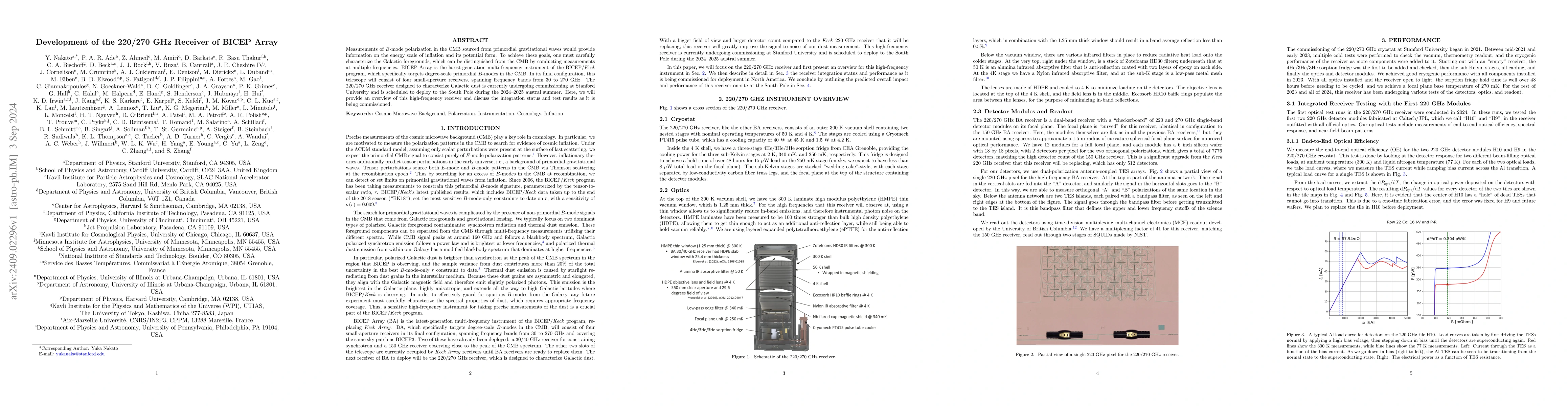 Thumbnail for Development of the 220/270 GHz Receiver of BICEP Array