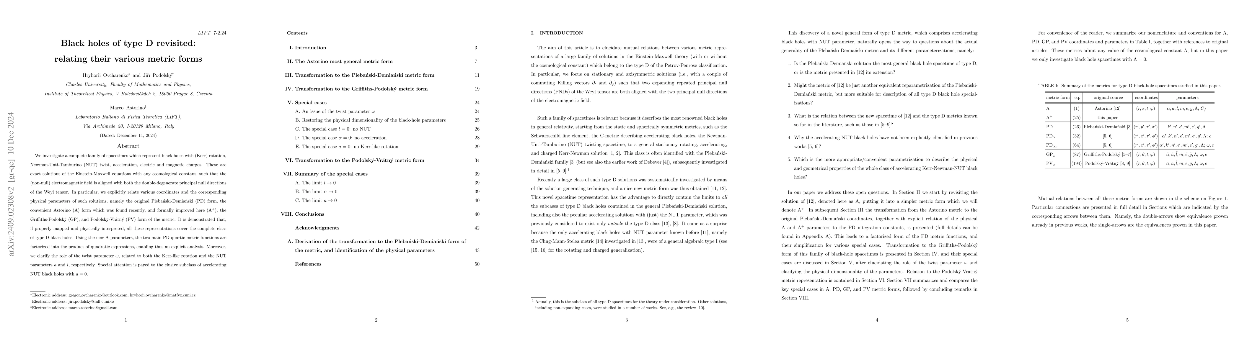 Thumbnail for Black holes of type D revisited: relating their various metric forms