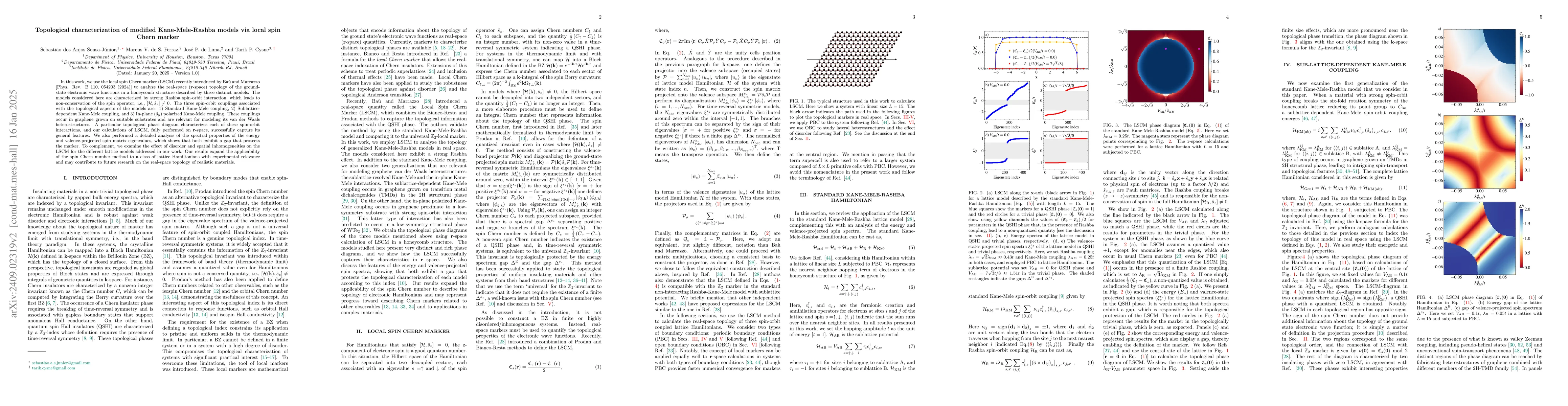 Thumbnail for Topological characterization of modified Kane-Mele-Rashba models via
  local spin Chern marker