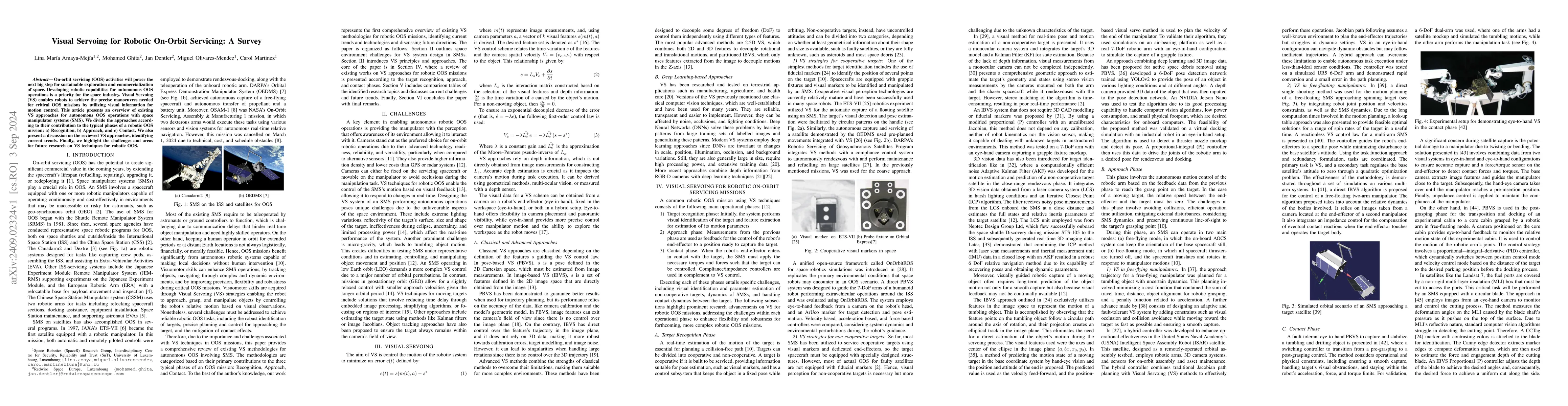 Thumbnail for Visual Servoing for Robotic On-Orbit Servicing: A Survey