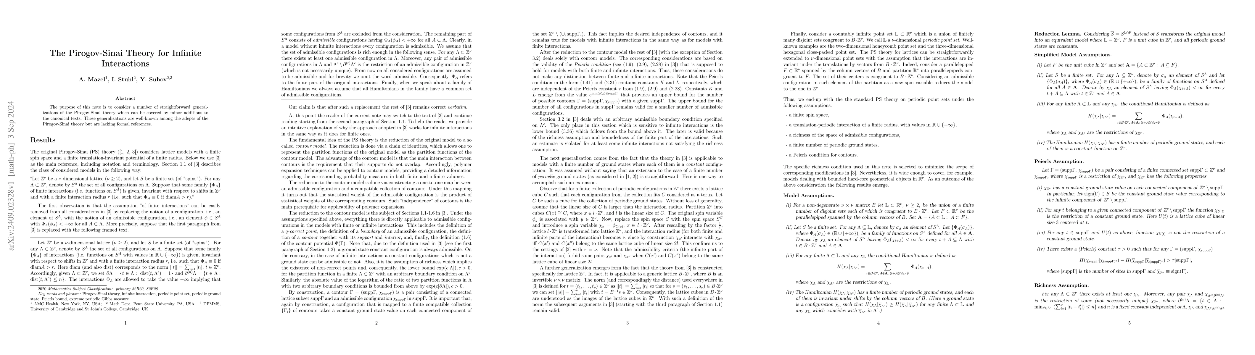 Thumbnail for The Pirogov-Sinai Theory for Infinite Interactions