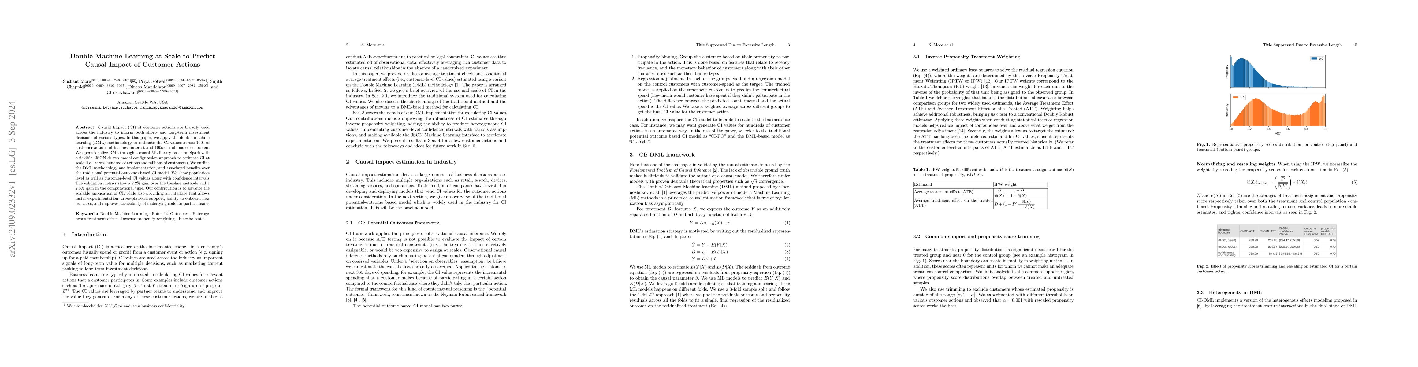 Thumbnail for Double Machine Learning at Scale to Predict Causal Impact of Customer
  Actions