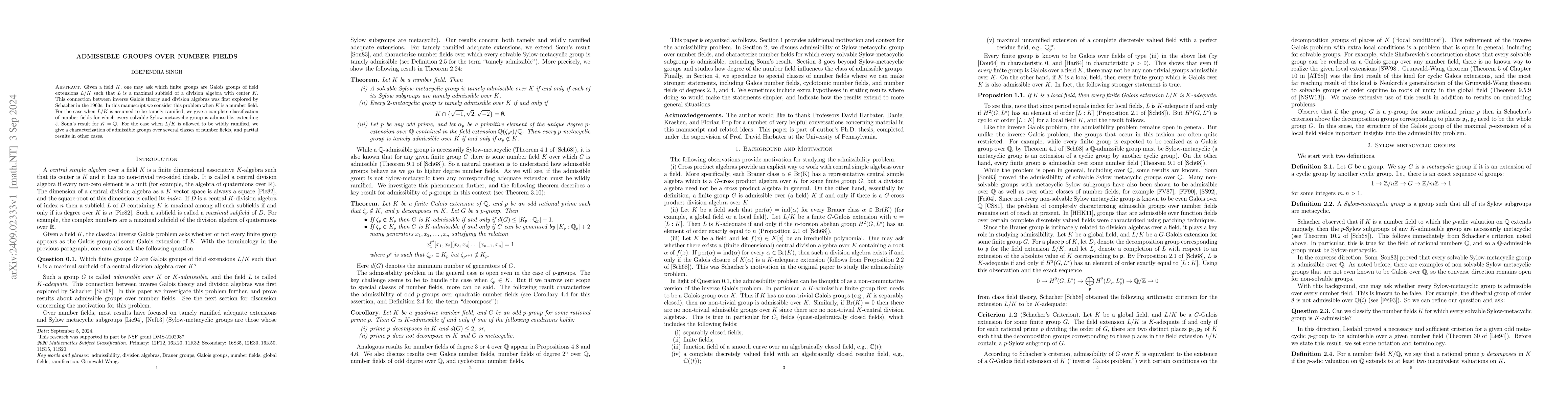 Thumbnail for Admissible groups over number fields