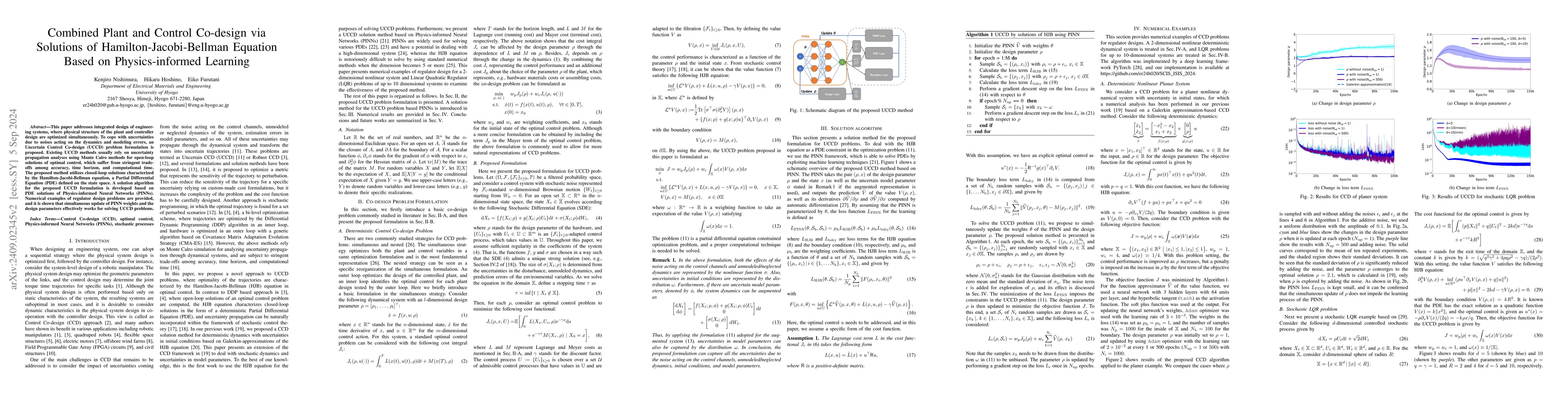Thumbnail for Combined Plant and Control Co-design via Solutions of
  Hamilton-Jacobi-Bellman Equation Based on Physics-informed Learning