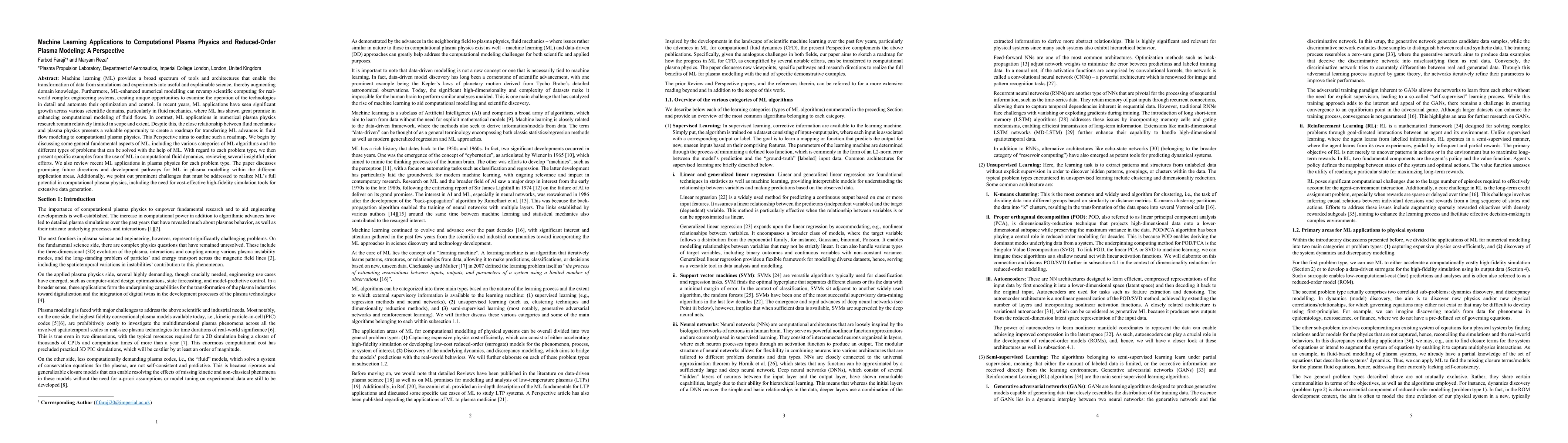 Thumbnail for Machine Learning Applications to Computational Plasma Physics and
  Reduced-Order Plasma Modeling: A Perspective