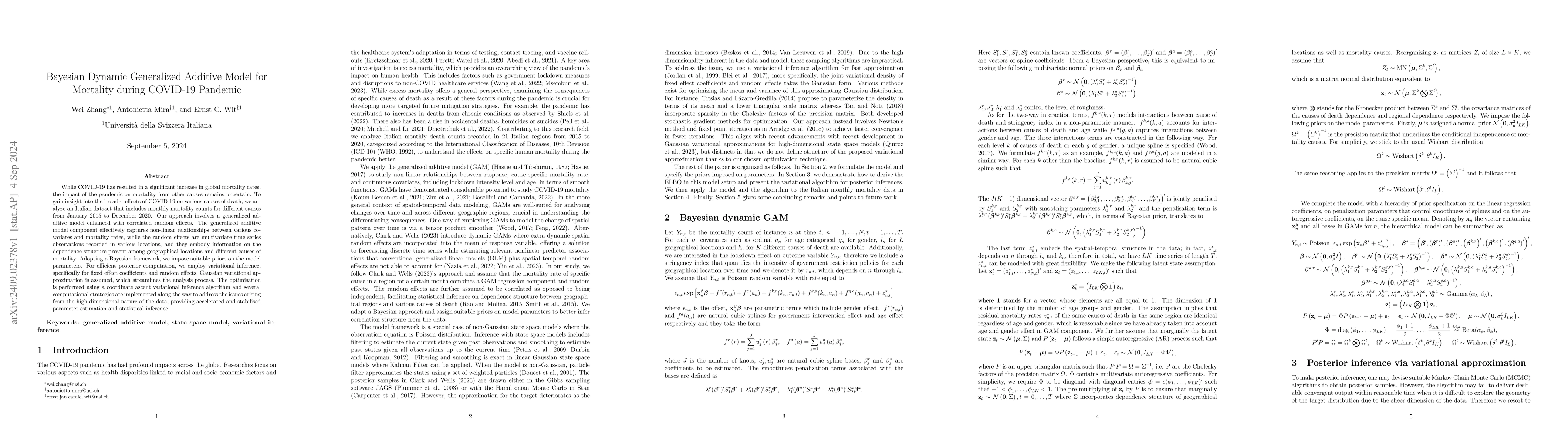 Thumbnail for Bayesian Dynamic Generalized Additive Model for Mortality during
  COVID-19 Pandemic