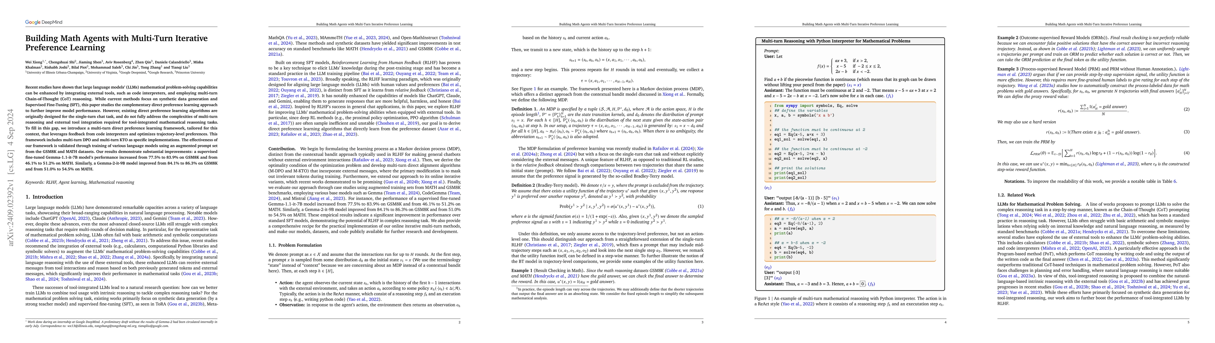 Thumbnail for Building Math Agents with Multi-Turn Iterative Preference Learning