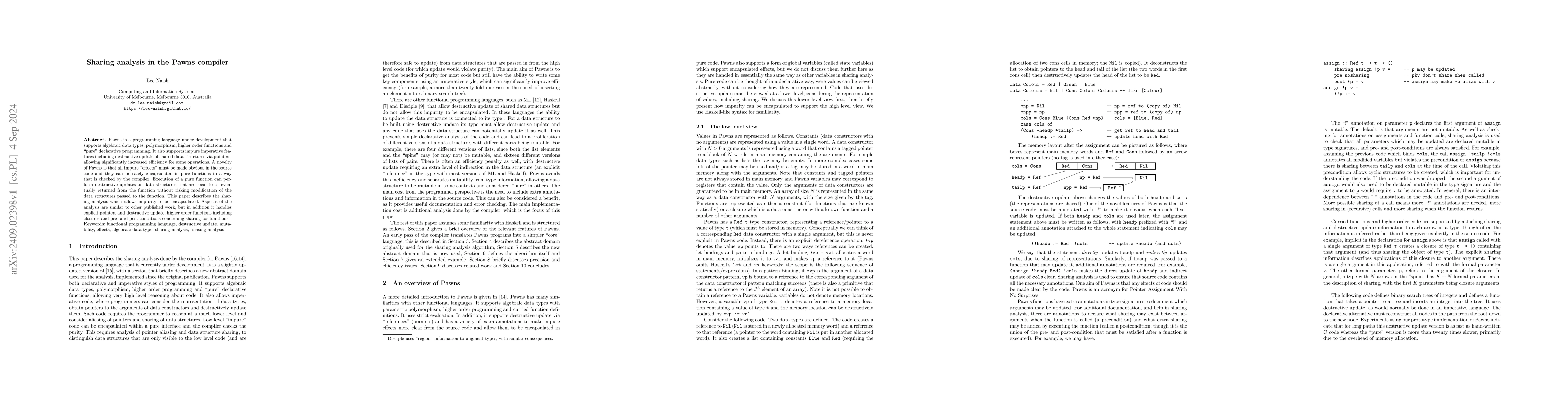 Thumbnail for Sharing Analysis in the Pawns Compiler