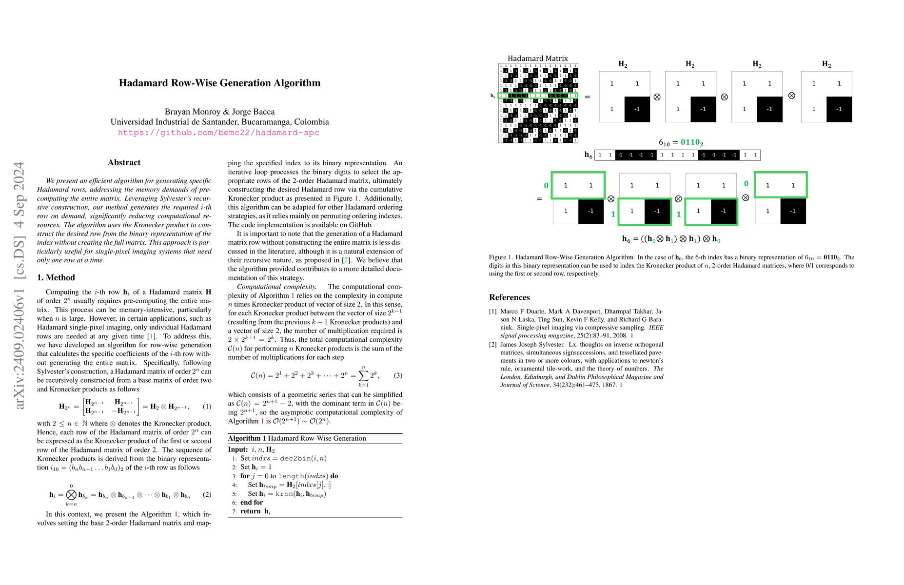 Thumbnail for Hadamard Row-Wise Generation Algorithm