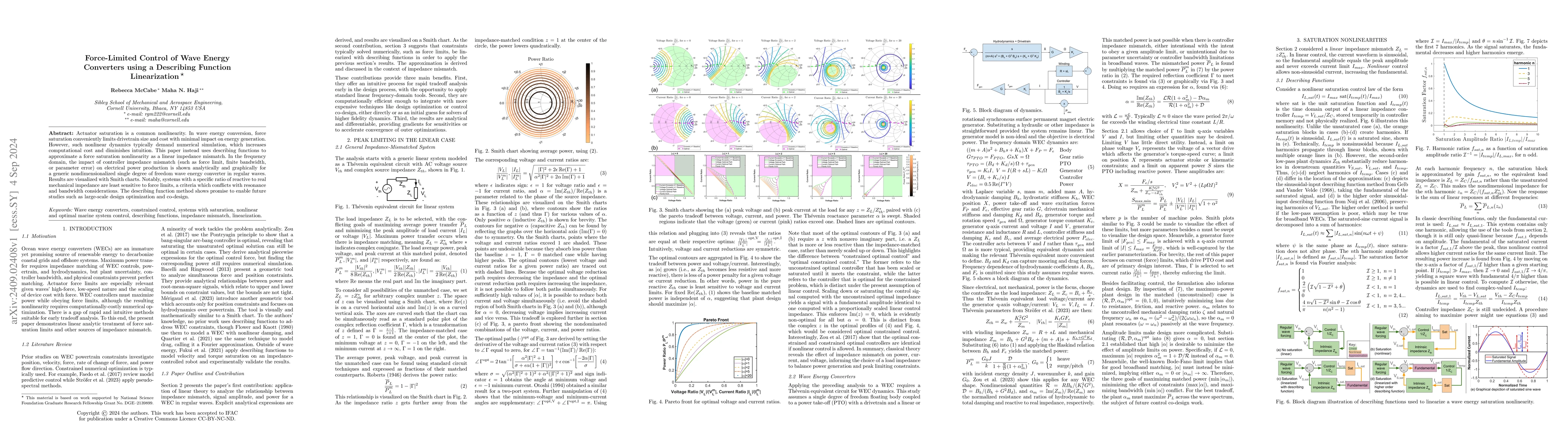 Thumbnail for Force-Limited Control of Wave Energy Converters using a Describing
  Function Linearization