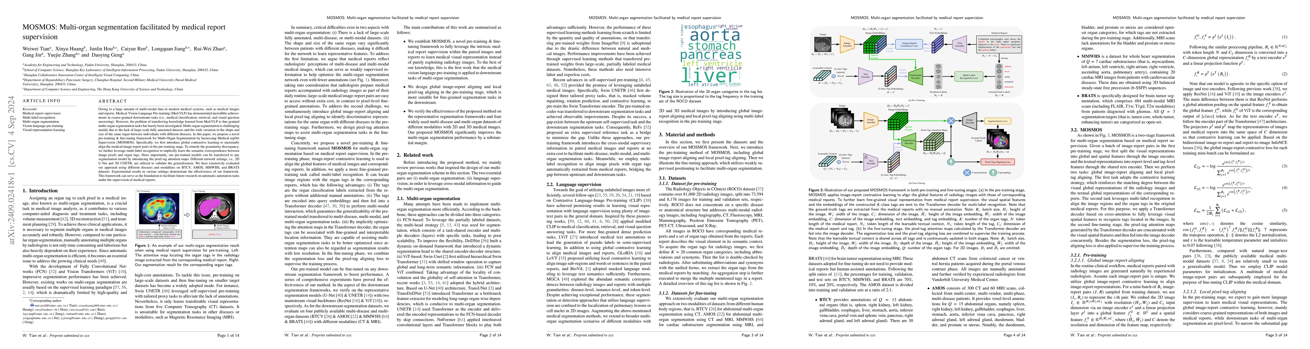 Thumbnail for MOSMOS: Multi-organ segmentation facilitated by medical report
  supervision