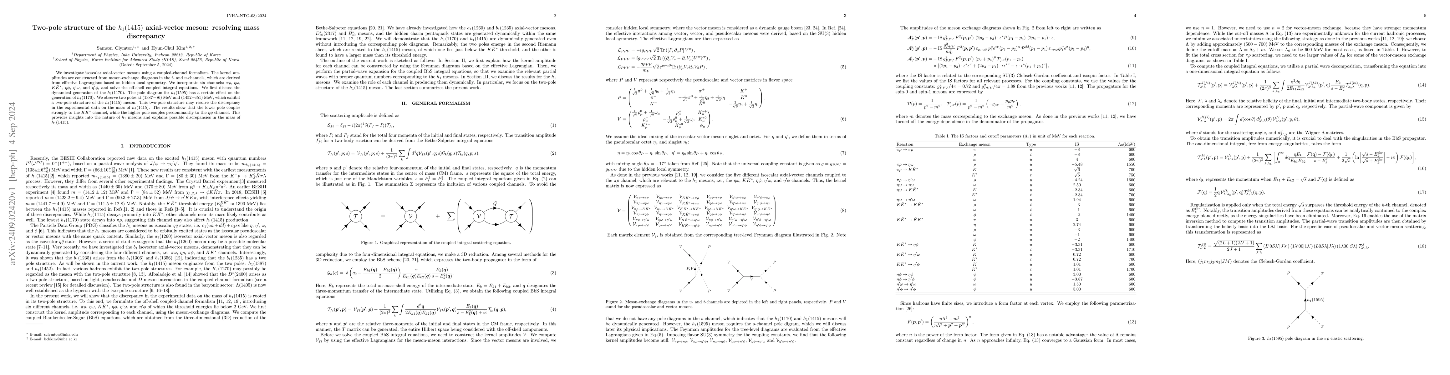 Thumbnail for Two-pole structure of the $h_1(1415)$ axial-vector meson: resolving mass
  discrepancy